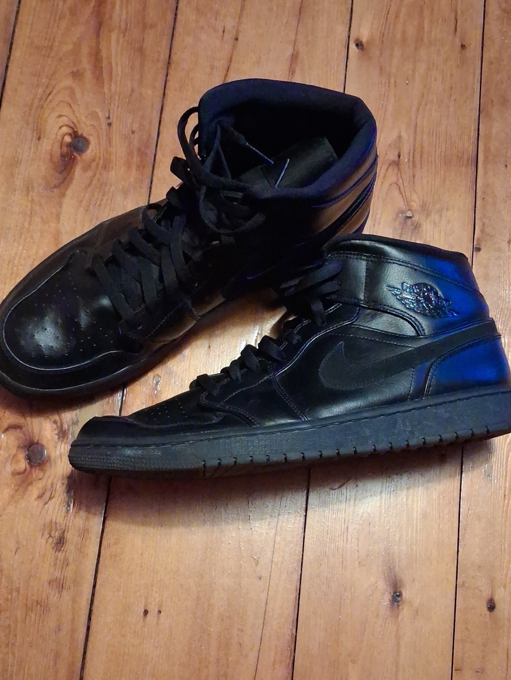 Nike Air Jordan 1 Mid Triple Black Mens 13